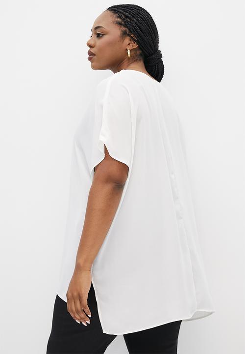 edit Plus - V-neck hi-low shell - milk