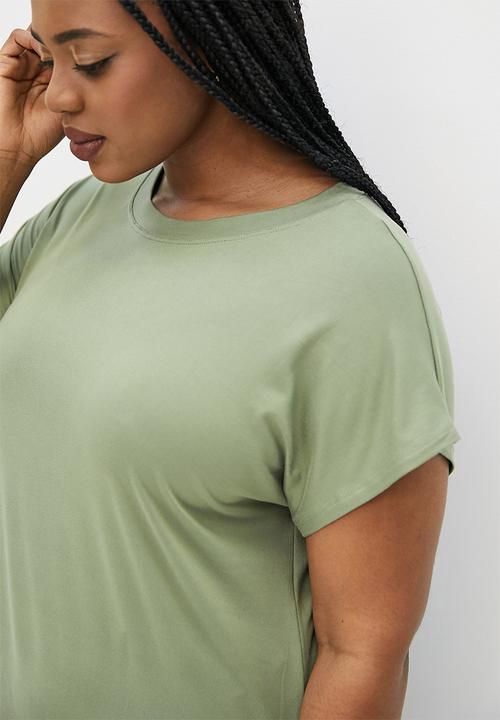 Superbalist - Side pleat column tee dress - green