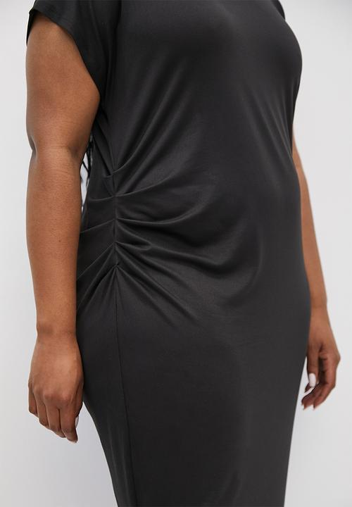 Superbalist - Side pleat column tee dress - black