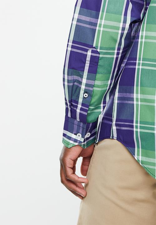 POLO - Men check wk - blue