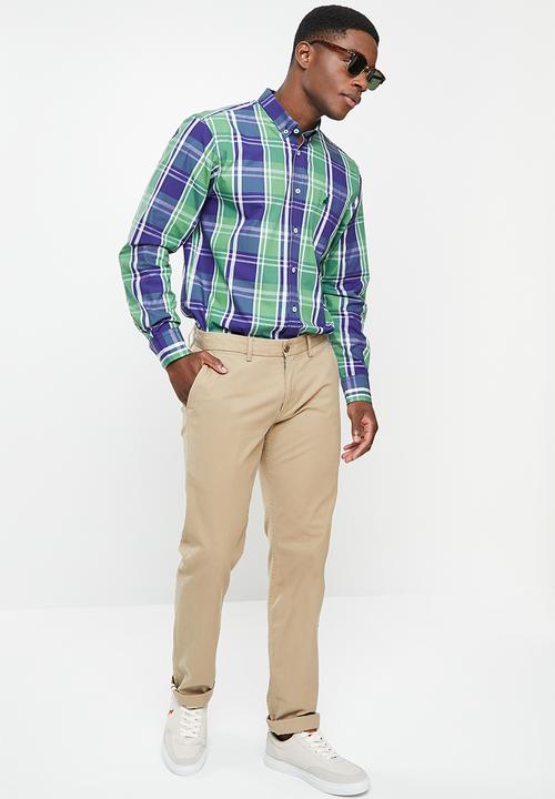 POLO - Men check wk - blue