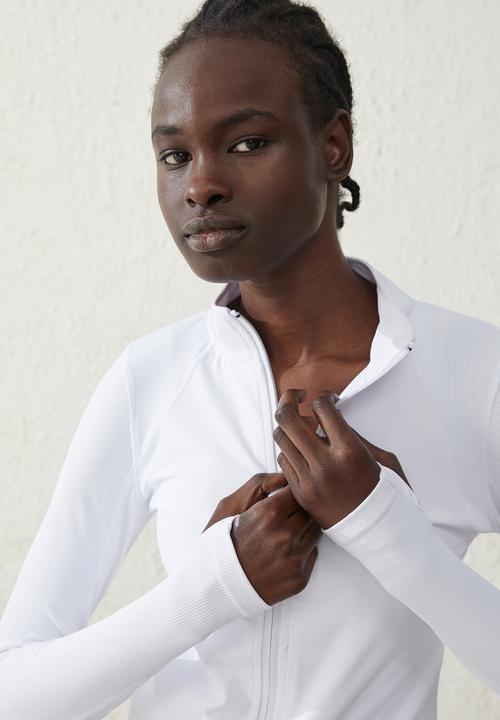 Cotton On - Contouring zip through long sleeve top - white