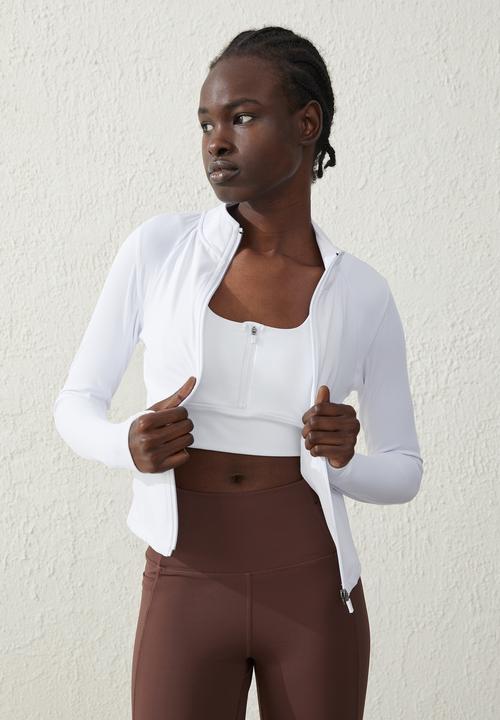 Cotton On - Contouring zip through long sleeve top - white