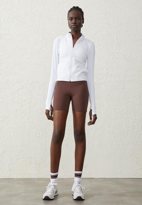 Cotton On - Contouring zip through long sleeve top - white