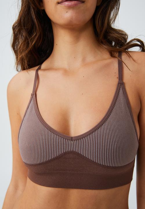 Cotton On - Longline seamless bralette - soft mauve/hot cocoa