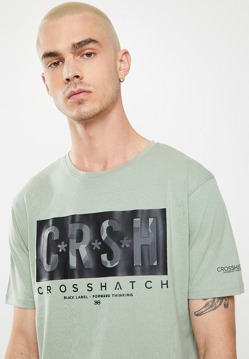 Crosshatch - Meshmore ch crsh raised rubber print tee - sage