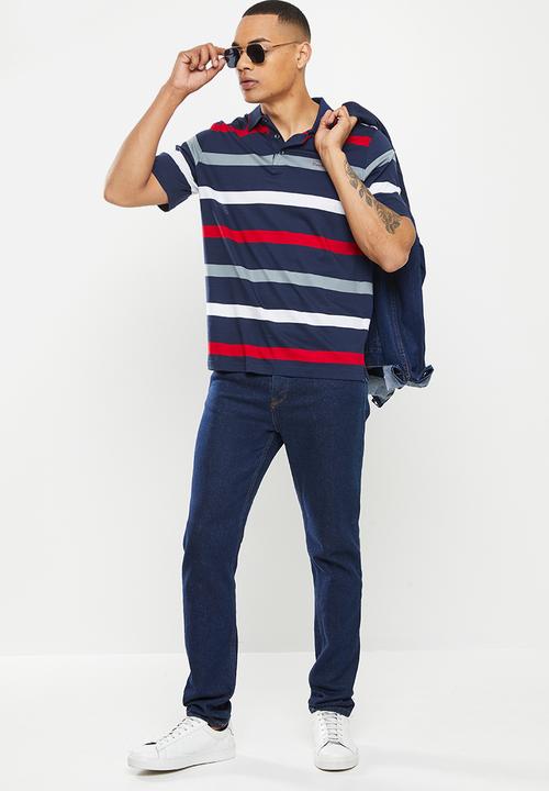 Pierre Cardin - Merc 302 Striped mercerized golfer - navy