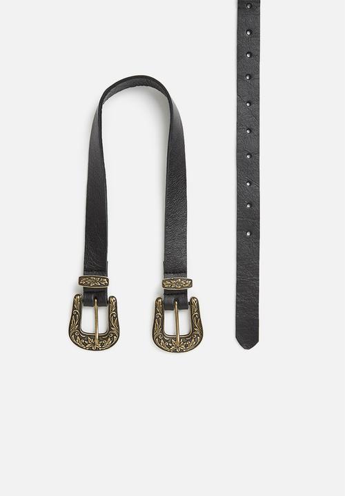 Superbalist - Western double buckle belt - black