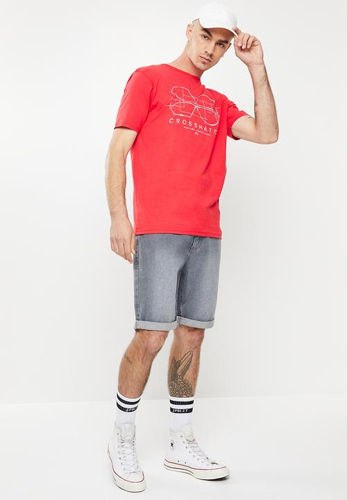 Crosshatch - Fellamere ch reflective symbol print crew tee - red