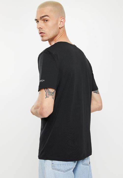 Crosshatch - Flambore ch raised ink sideways printed  crew tee - black