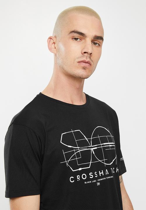 Crosshatch - Fellamere ch reflective symbol print crew tee - black