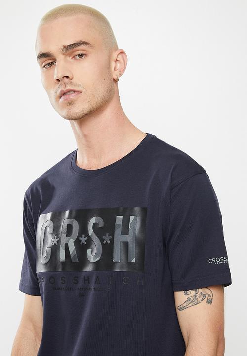 Crosshatch - Meshmore ch crsh raised rubber print tee - navy