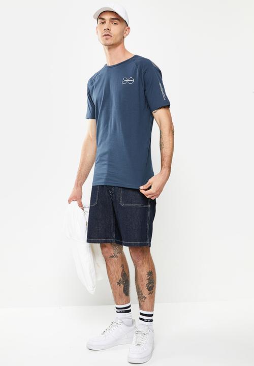 Crosshatch - Helston ch panel & print tee - navy
