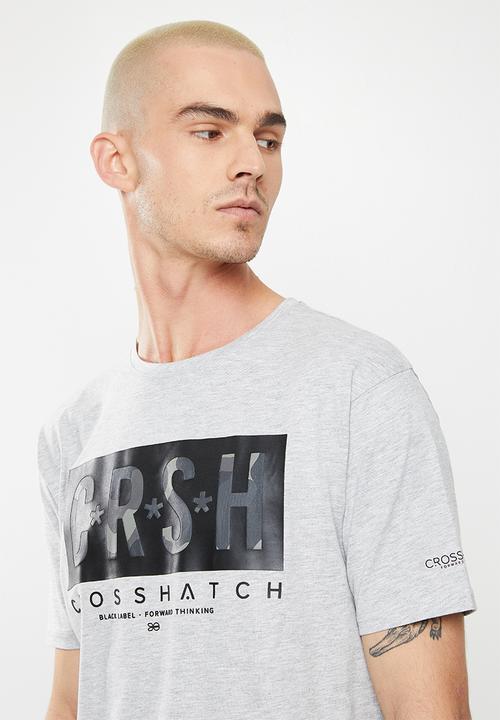 Crosshatch - Meshmore ch crsh raised rubber print tee - grey 