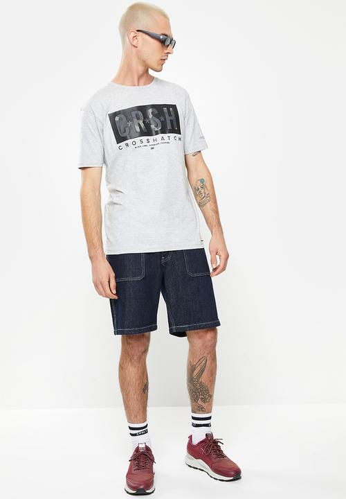 Crosshatch - Meshmore ch crsh raised rubber print tee - grey 