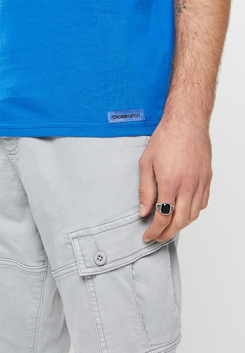 Crosshatch - Slandlike ch raised ink printed  crew tee - blue