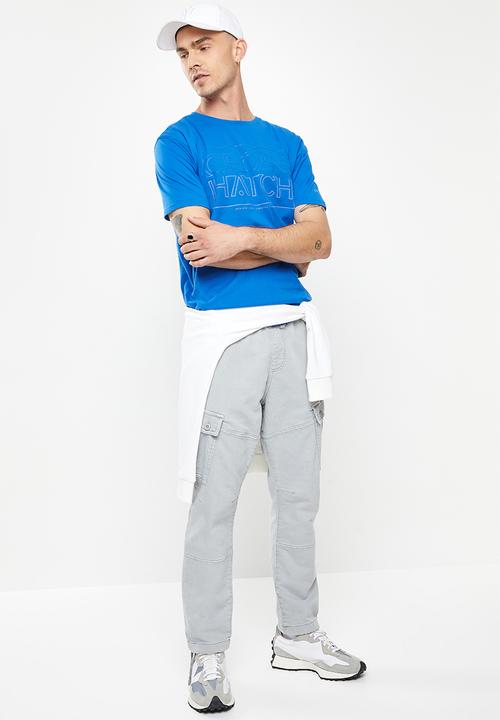 Crosshatch - Slandlike ch raised ink printed  crew tee - blue