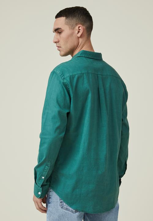 Cotton On - Ashby long sleeve shirt - forest