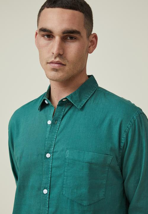 Cotton On - Ashby long sleeve shirt - forest