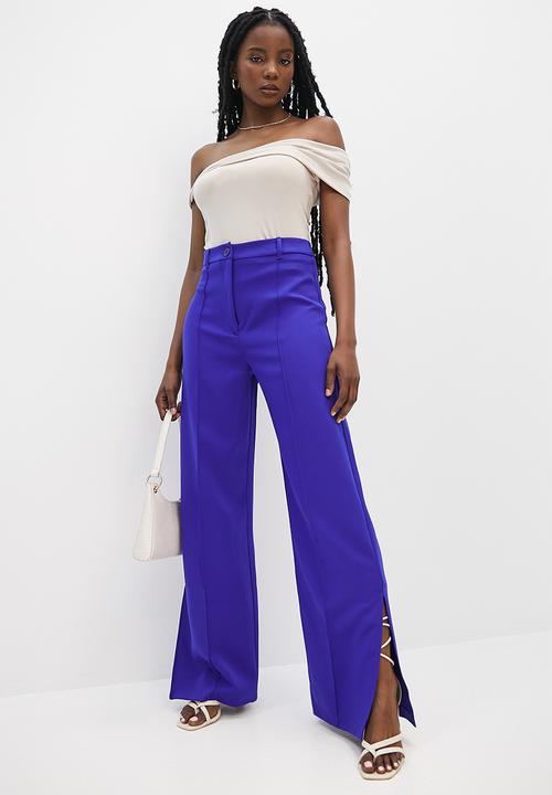 VELVET - Co-ord formal wide leg trouser - blue