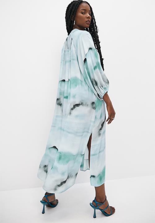 VELVET - Printed button through kaftan midi dress - watercolour