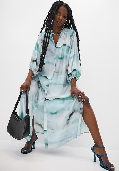 VELVET - Printed button through kaftan midi dress - watercolour