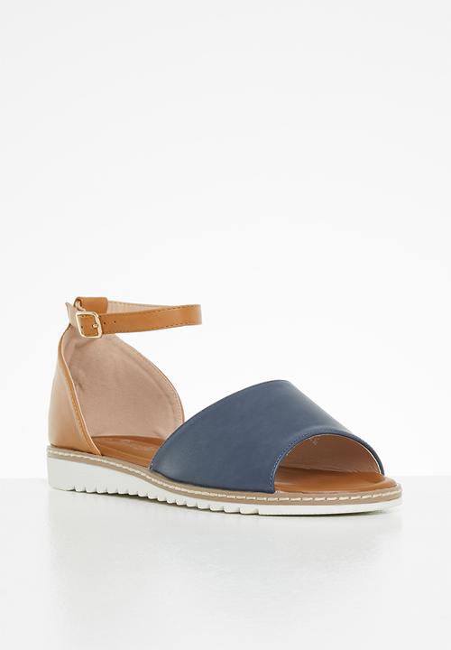 Butterfly Feet - Walnut 1 ankle tie sandal - navy & tan