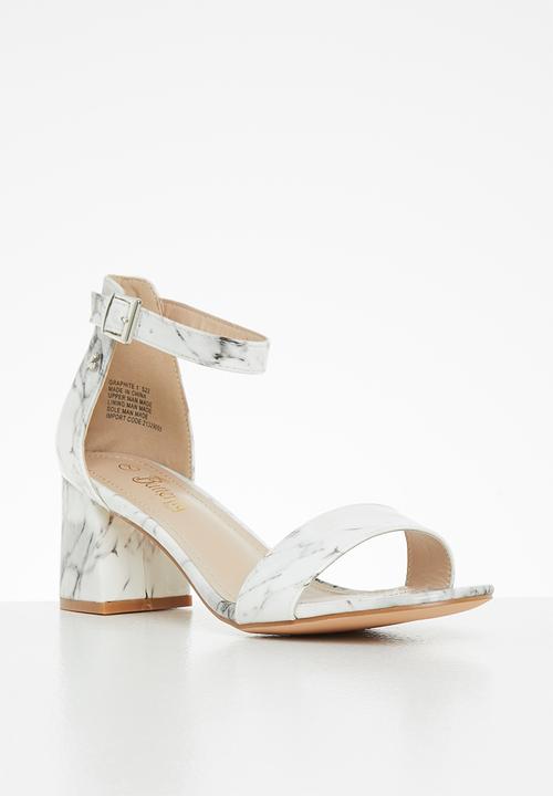 Butterfly Feet - Graphite 1 ankle tie block heel - white