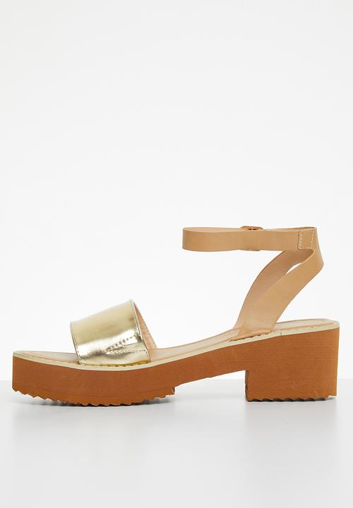 Miss Black - Grunge1 block heel - gold