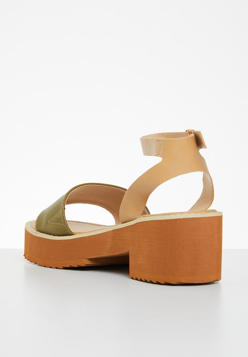 Miss Black - Grunge1 block heel - olive