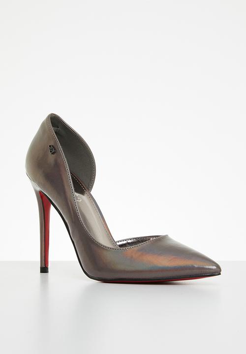 Miss Black - Lou28 barely there court heel - pewter