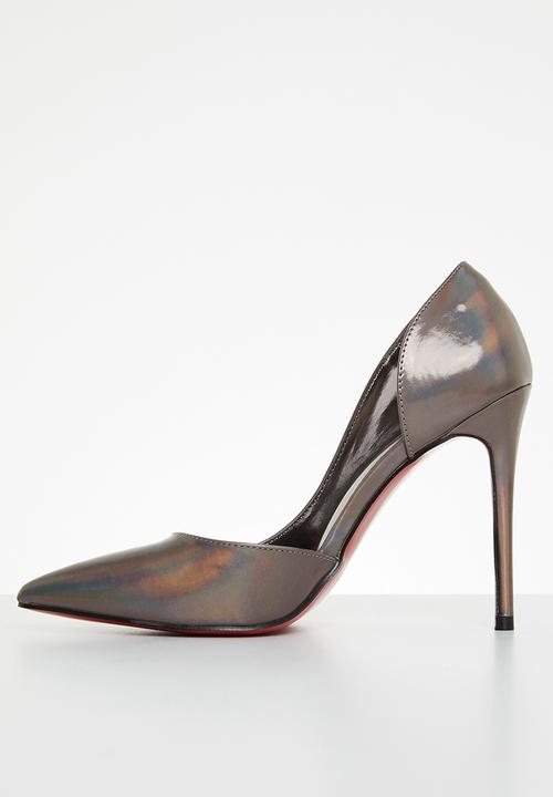 Miss Black - Lou28 barely there court heel - pewter