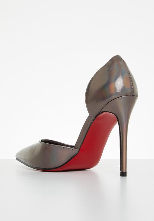 Miss Black - Lou28 barely there court heel - pewter