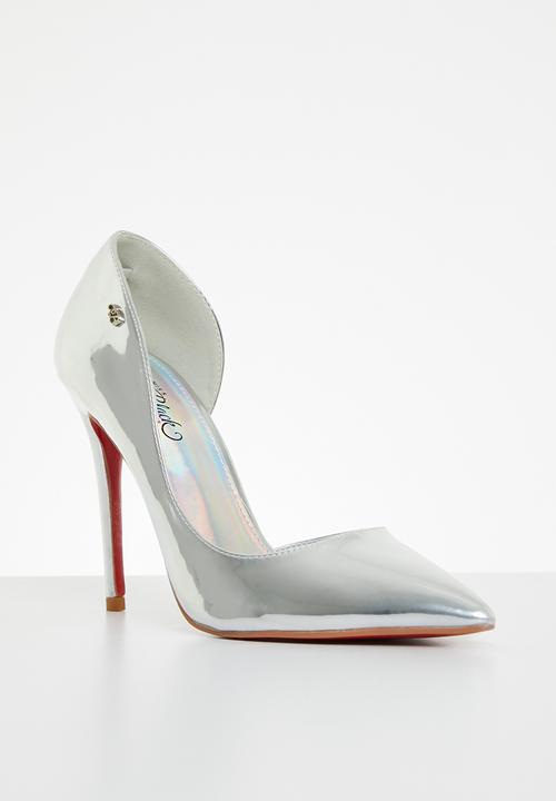 Miss Black - Lou28 barely there court heel - silver