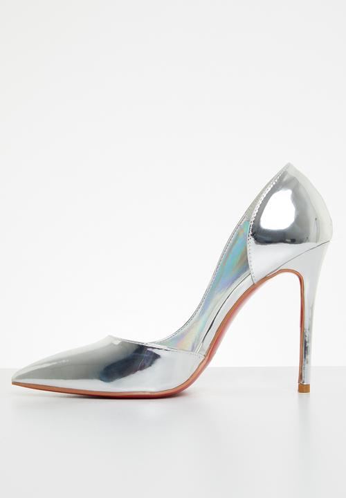 Miss Black - Lou28 barely there court heel - silver