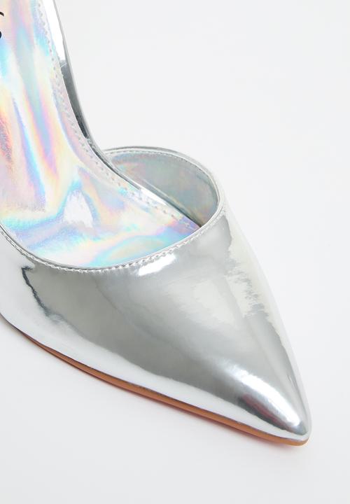 Miss Black - Lou28 barely there court heel - silver