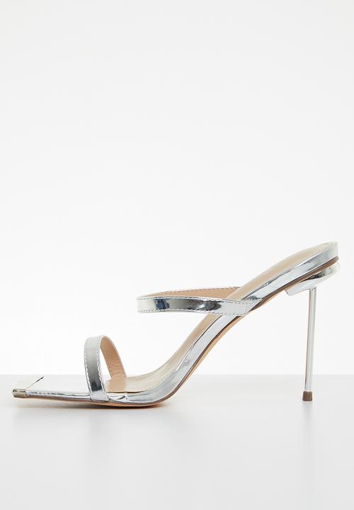 Miss Black - Swing1 barely there stiletto mule heel - silver