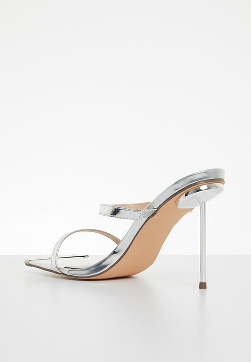 Miss Black - Swing1 barely there stiletto mule heel - silver