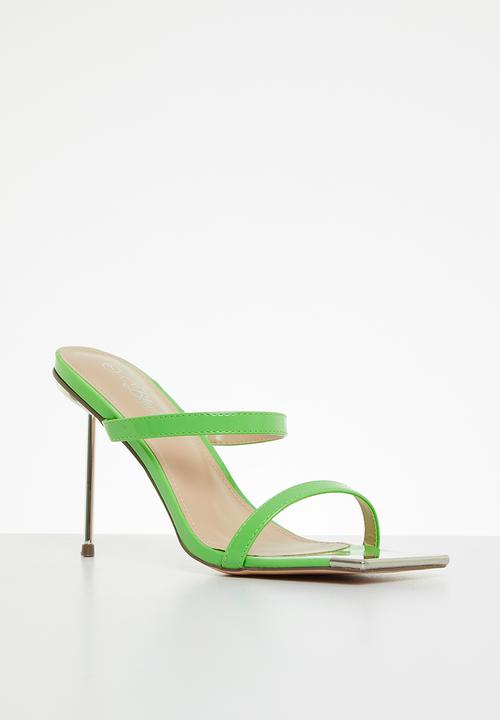 Miss Black - Swing1 barely there stiletto mule heel - green