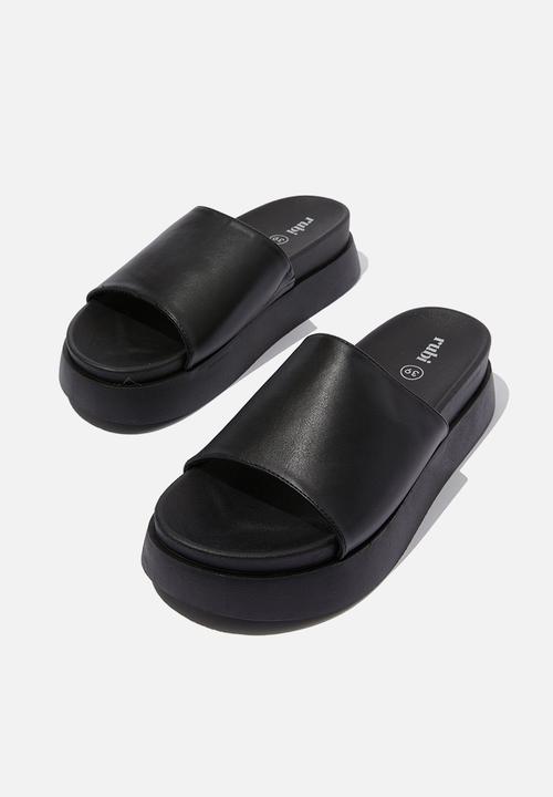 Cotton On - Max single strap flatform - black