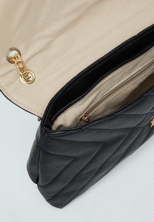 Pierre Cardin - Nandi flapover quilt shoulder bag - black