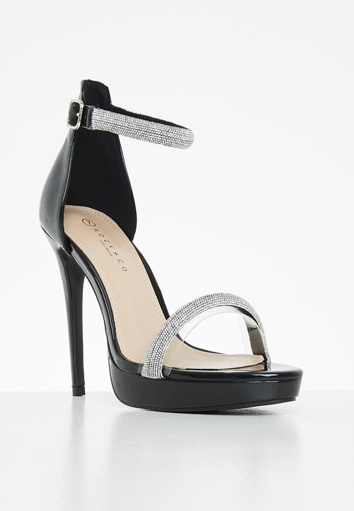Rock & Co - Vegas 1 ankle tie barely there stiletto heel - black