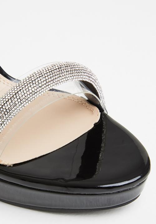 Rock & Co - Vegas 1 ankle tie barely there stiletto heel - black