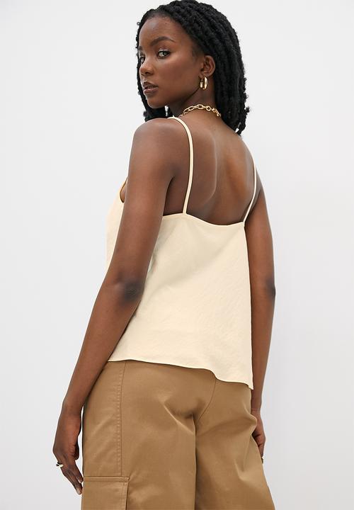 VELVET - Satin cowl neck cami blouse - neutral