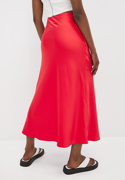 Superbalist - Long slip midi skirt - red