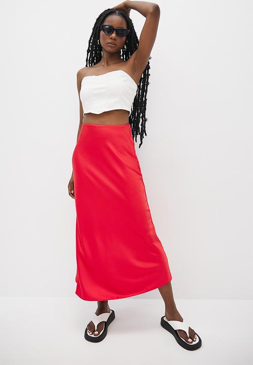 Superbalist - Long slip midi skirt - red