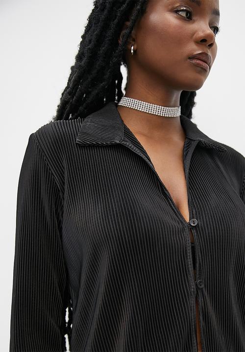 VELVET - Plisse shirt - black
