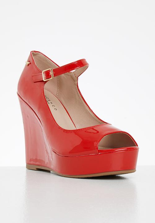 Rock & Co - Panama 1 mary jane wedge heel - red