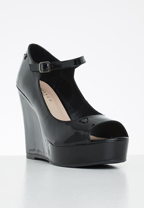 Rock & Co - Panama 1 mary jane wedge heel - black