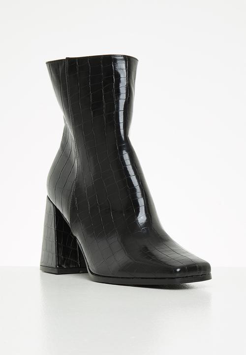 Z_Code_Z - Emily square toe ankle boot - black croc